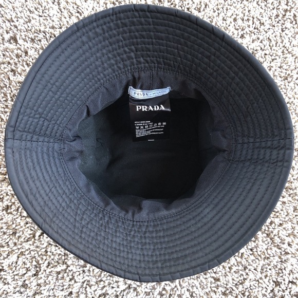 Prada Milano Bucket Hat Black Nylon Metal Triangle Center Logo Genuine OSFM main image 6